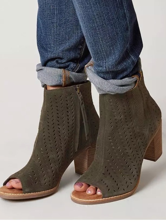 Toms Shoes - NWT - TOMS ‘Majorca’ Peep Toe Perf Suede Leather Bootie